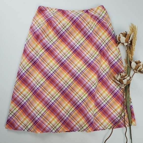 TALBOTS Pink Purple Orange Plaid Skirt Size 4 - Picture 13 of 13